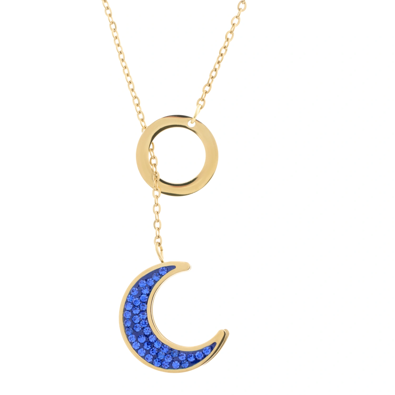 collar-de-acero-leah-luna-dorado-y-azul-alexah-detalle
