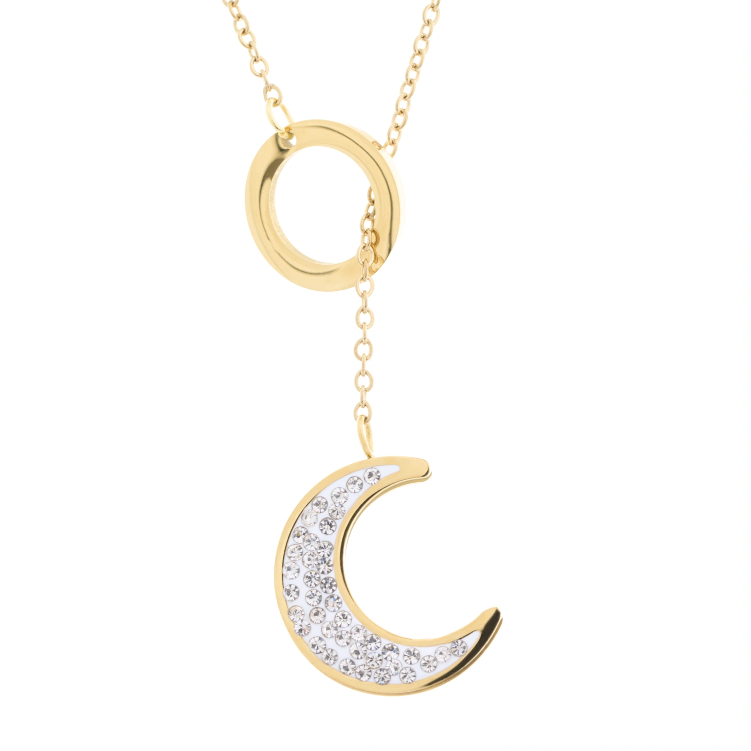 collar-de-acero-leah-luna-dorado-y-blanco-alexah-detalle