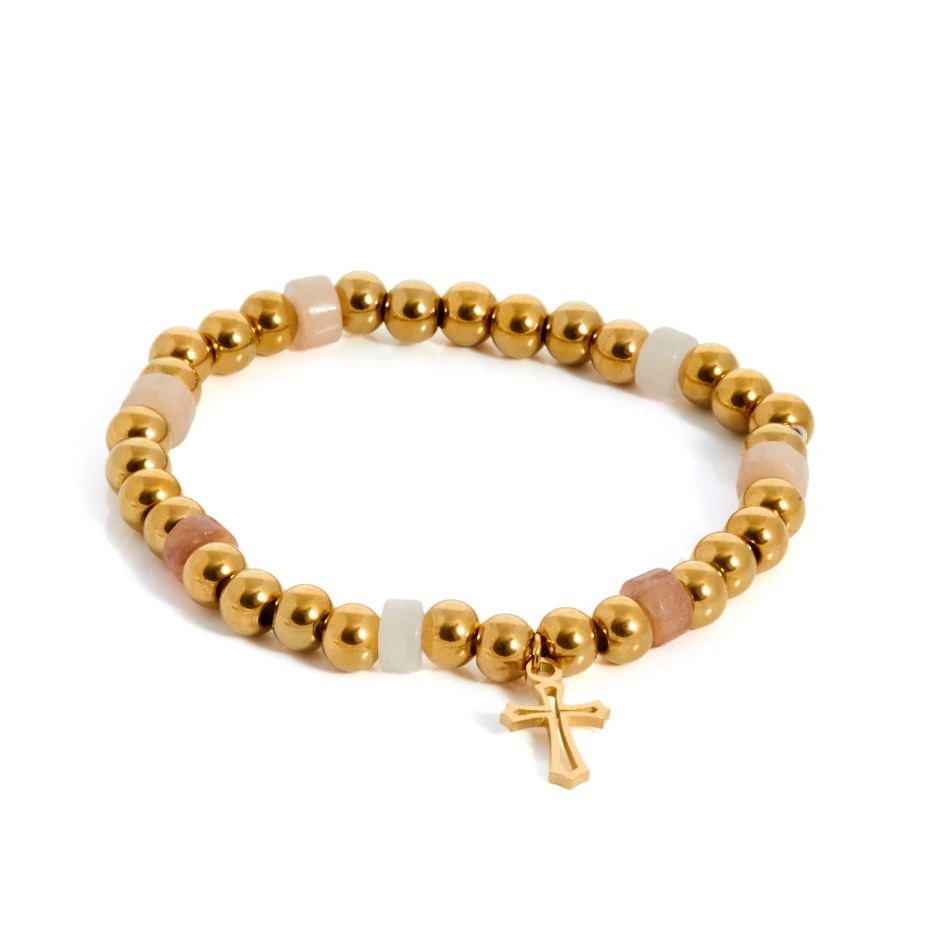 pulsera-bolitas-dorada-y-beige-cross-en-acero-alexah